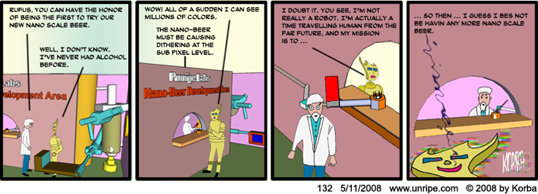 cartoon 132, the 1st to drink nano scale beer